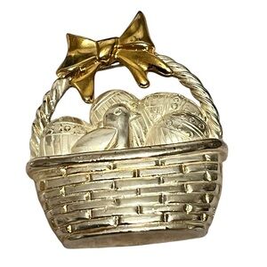 Vintage TC 2-tone Easter basket brooch